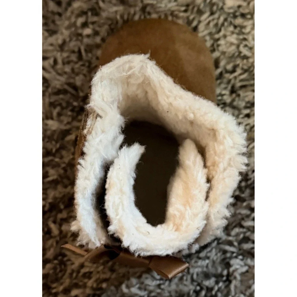 Ugg-Baby Bailey Bow Tie Chestnut Suede Booties Infant 4/5